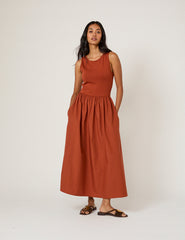 Burnt Orange Sleeveless Vera Midi Dress