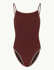 Chocolate Brown Whipstitch Swimsuit