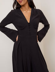 Black Wide Leg Pleated Jumpsuit