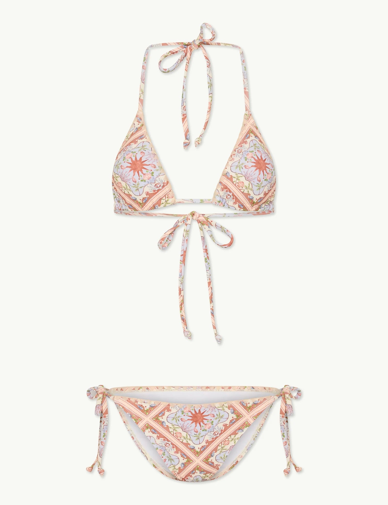 Printed Whipstitch Tie Side Bikini Bottoms