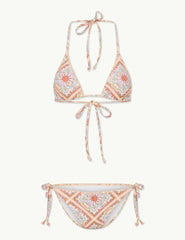 Printed Whipstitch Triangle Bikini Top