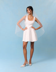 Bridal Ivory Satin Structured Gracie Mini Dress