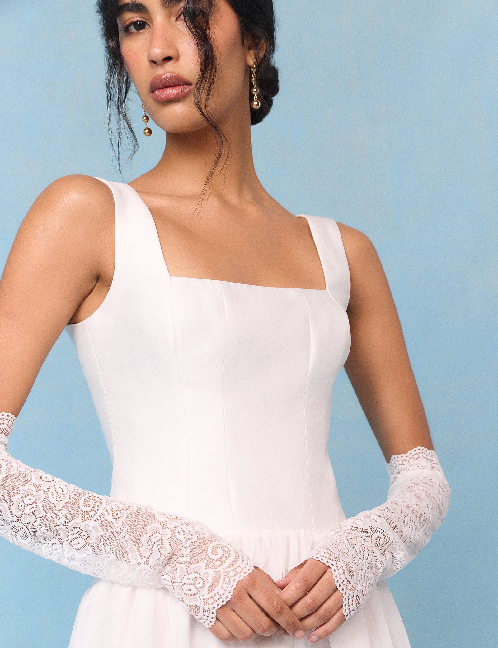 Bridal Ivory Corset Maxi Honey Midi Dress