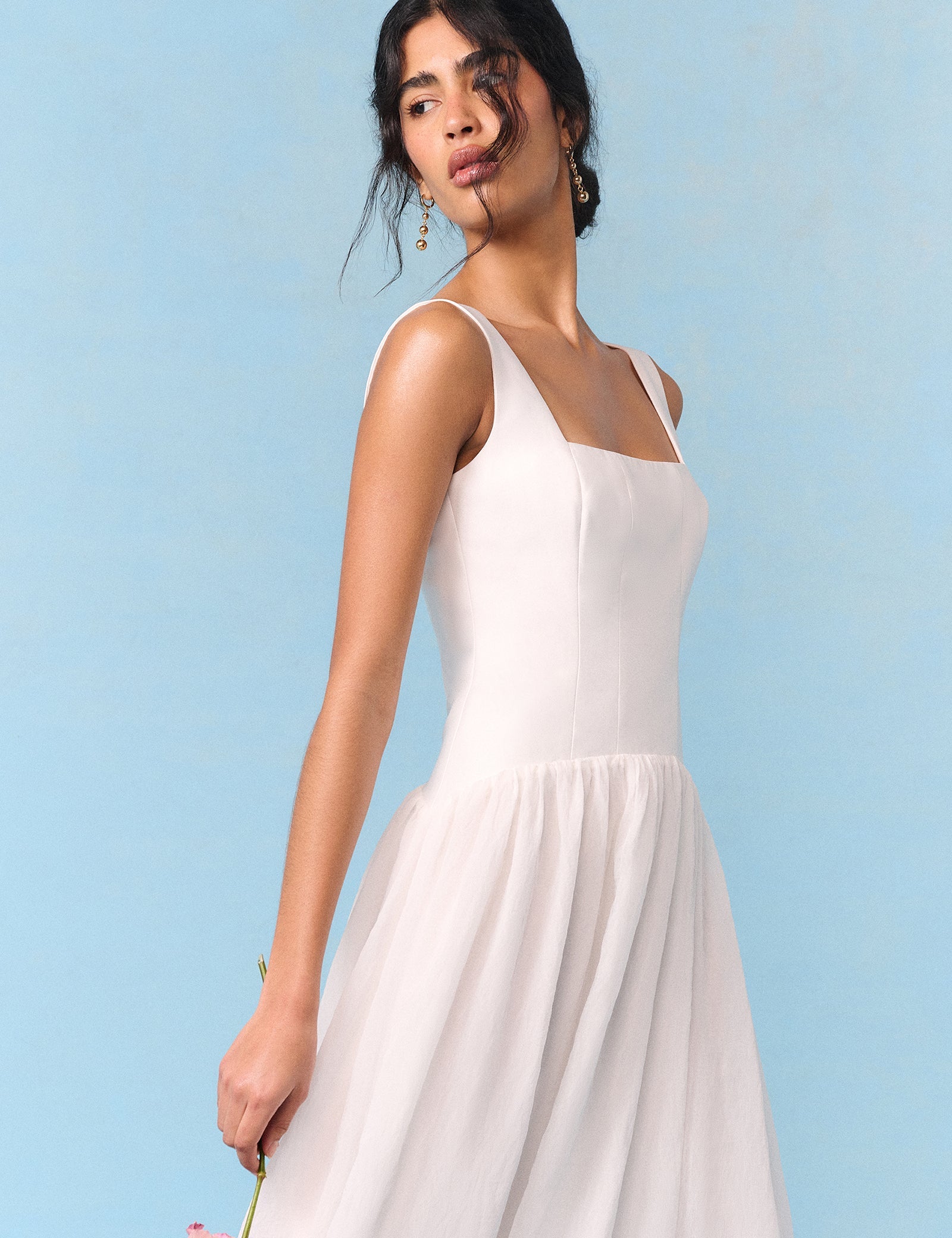 Bridal Ivory Corset Maxi Honey Midi Dress