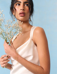 Bridal Pearl Satin Draped Slip Lavender Maxi Dress