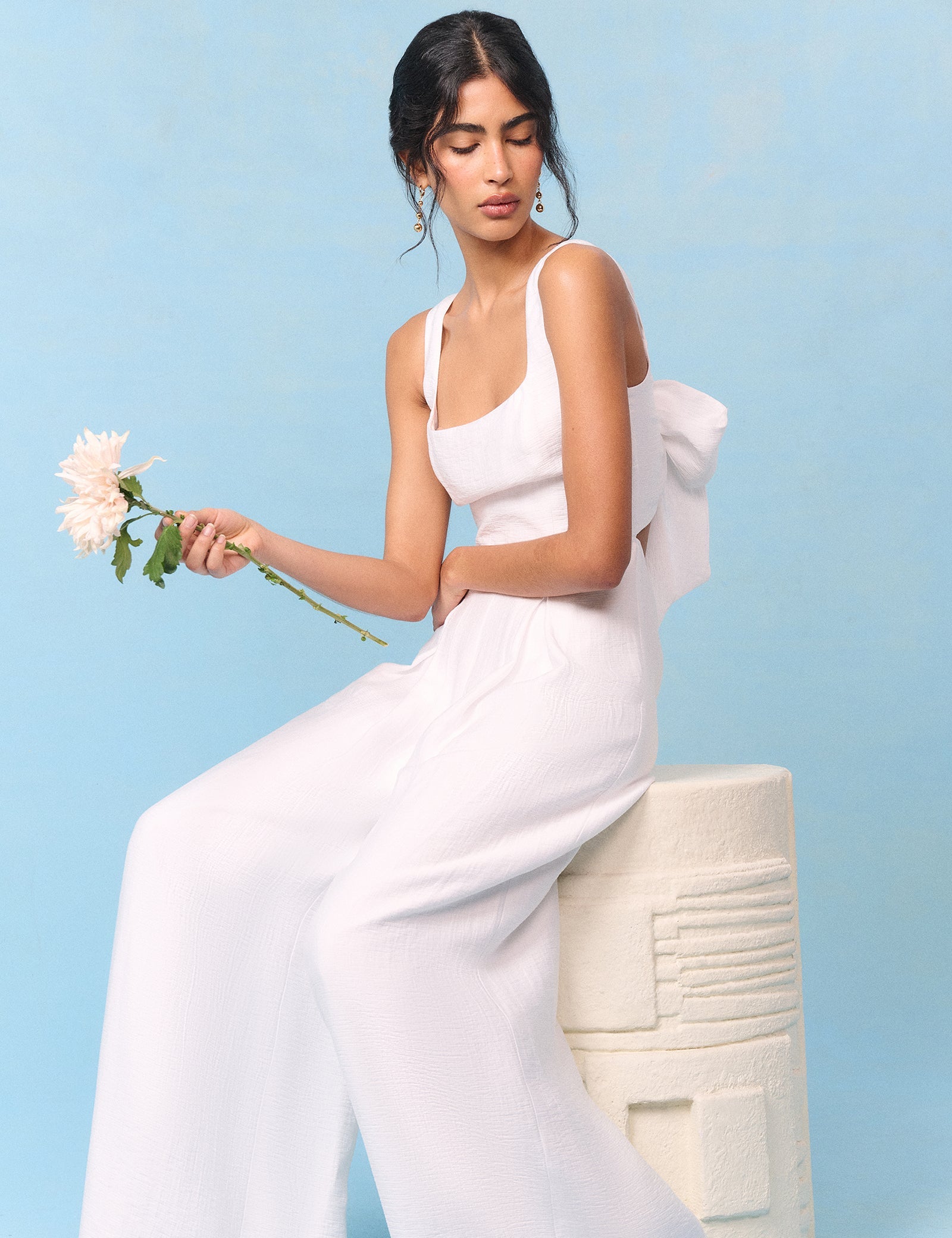Bridal Ivory Bow-Back Jumpsuit
