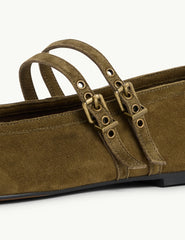 Green Suede Ballet Flats