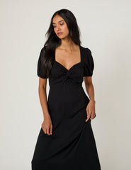 Black Sweetheart Neck Tyla Midi Dress