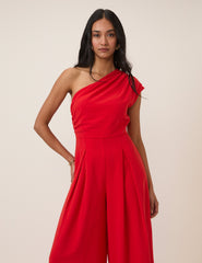 Red One Shoulder Sanaria Jumpsuit