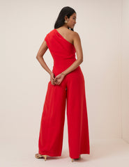 Red One Shoulder Sanaria Jumpsuit