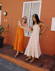 Pink Floral Veronica Midi Dress