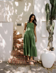 Green Sleeveless Charlie Midi Dress