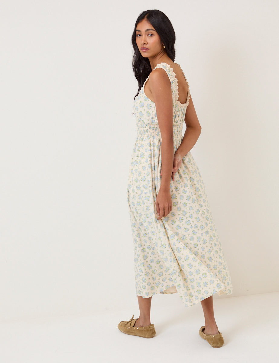White Floral Rylee Midi Dress