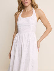 White Broderie Halter Neck Hallie Midi Dress