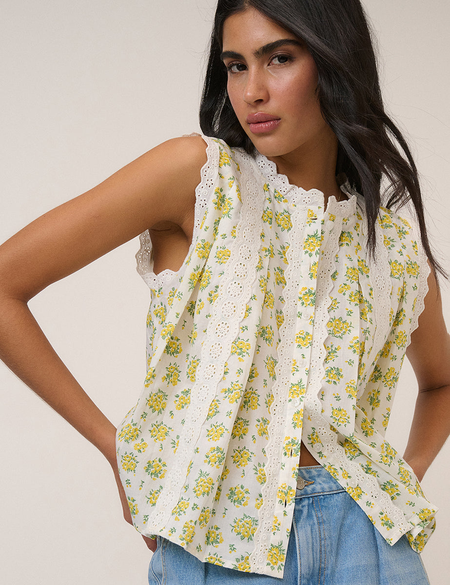 White Floral Blouse
