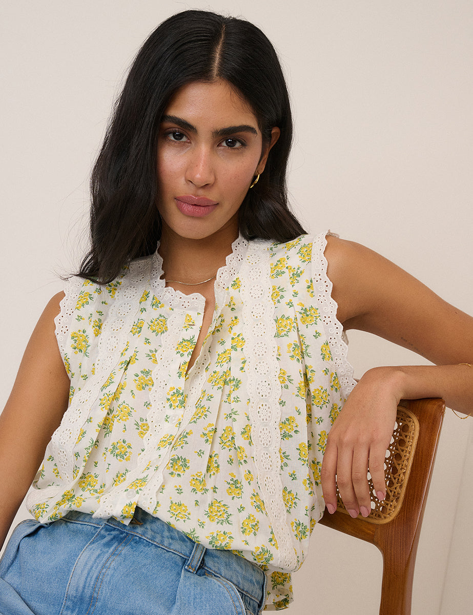 White Floral Blouse