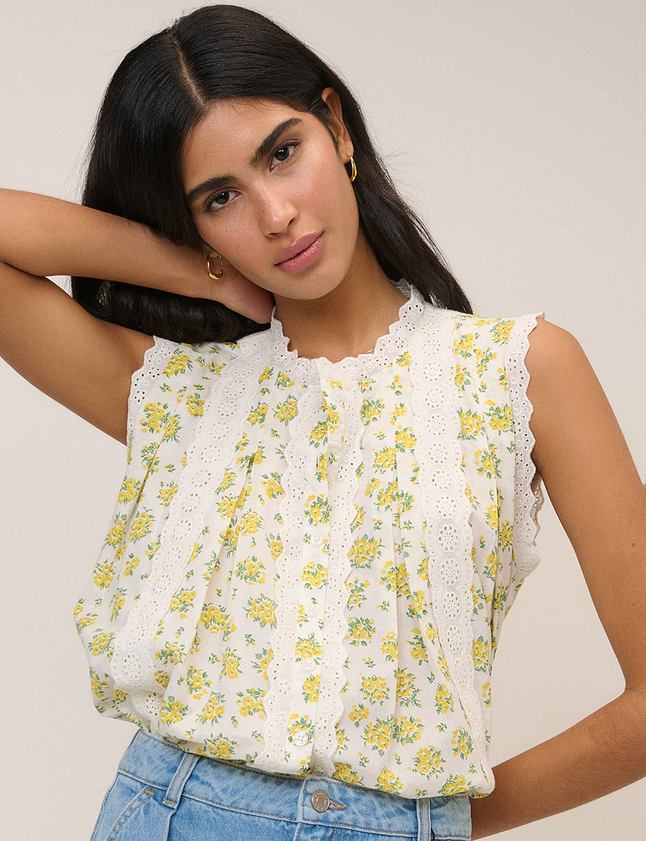 White Floral Blouse