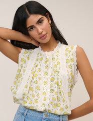 White Floral Blouse
