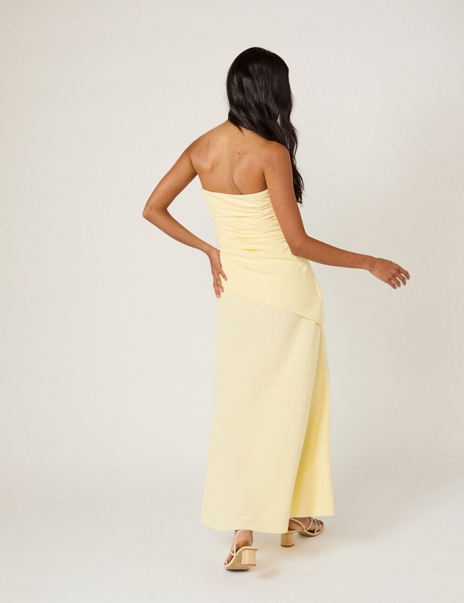 Butter Yellow Bandeau Kiva Maxi Dress