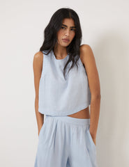 Light Blue Linen-Blend Set