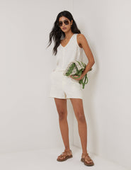 Green and Cream Stripe Crochet Tote