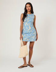 Blue Printed Vicky Mini Dress