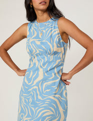 Blue Printed Vicky Mini Dress