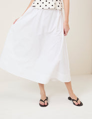 White Poplin Midi Skirt