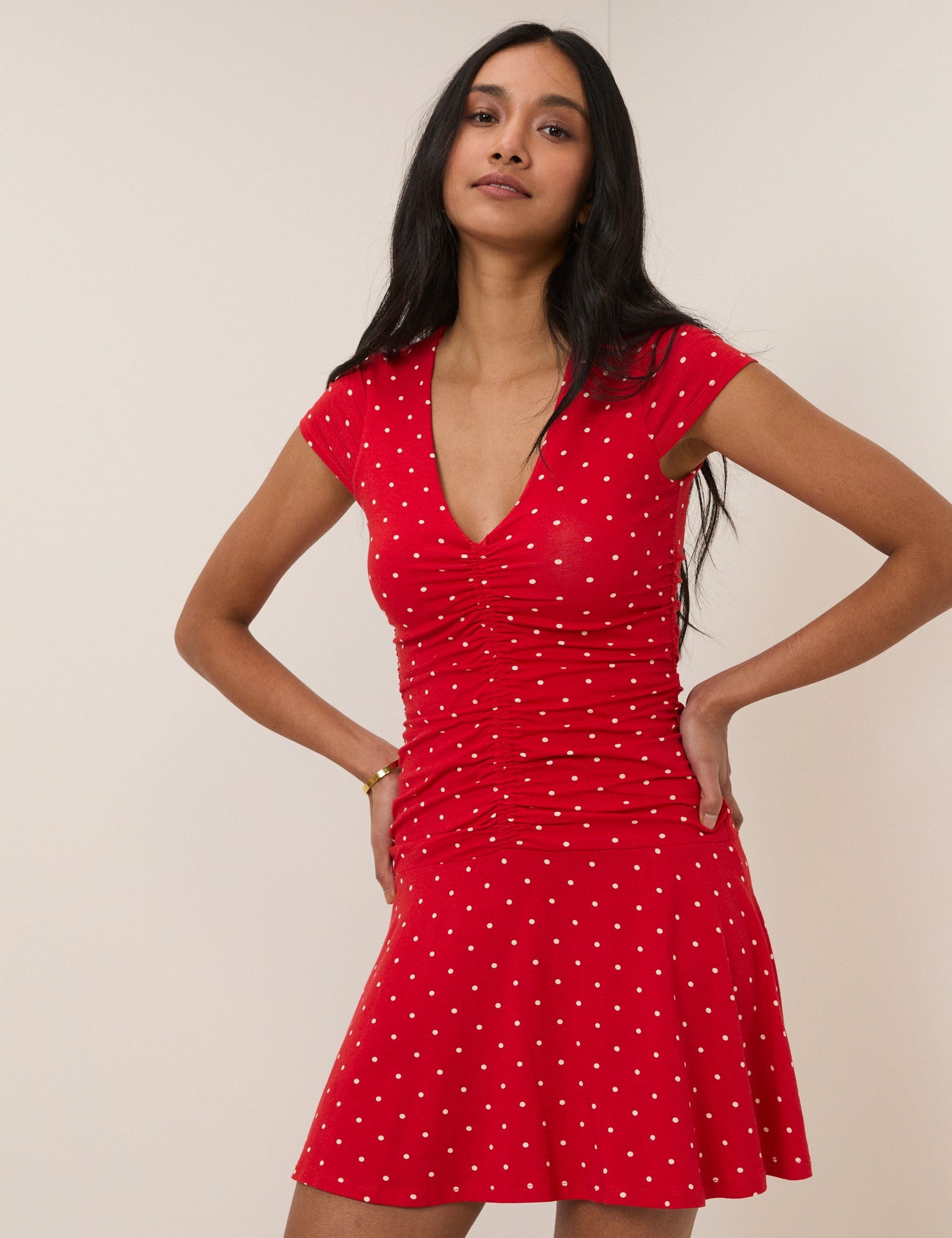 Red Polka Dot Harley Jersey Mini Dress