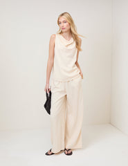 Cream Pinstripe Top & Trouser Set