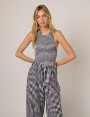 Black Gingham Halter Neck Tizzy Jumpsuit