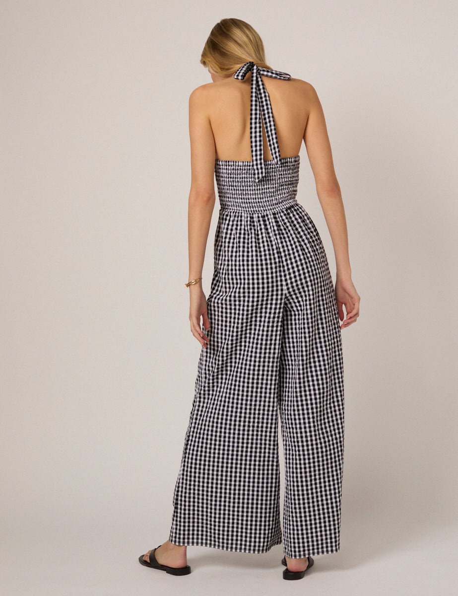 Black Gingham Halter Neck Tizzy Jumpsuit