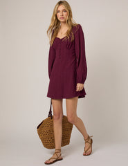 Plum Long Sleeve Melody Mini Dress