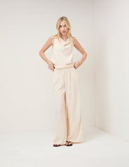 Cream Pinstripe Top & Trouser Set