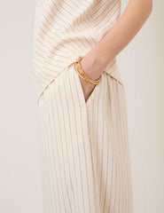 Cream Pinstripe Top & Trouser Set