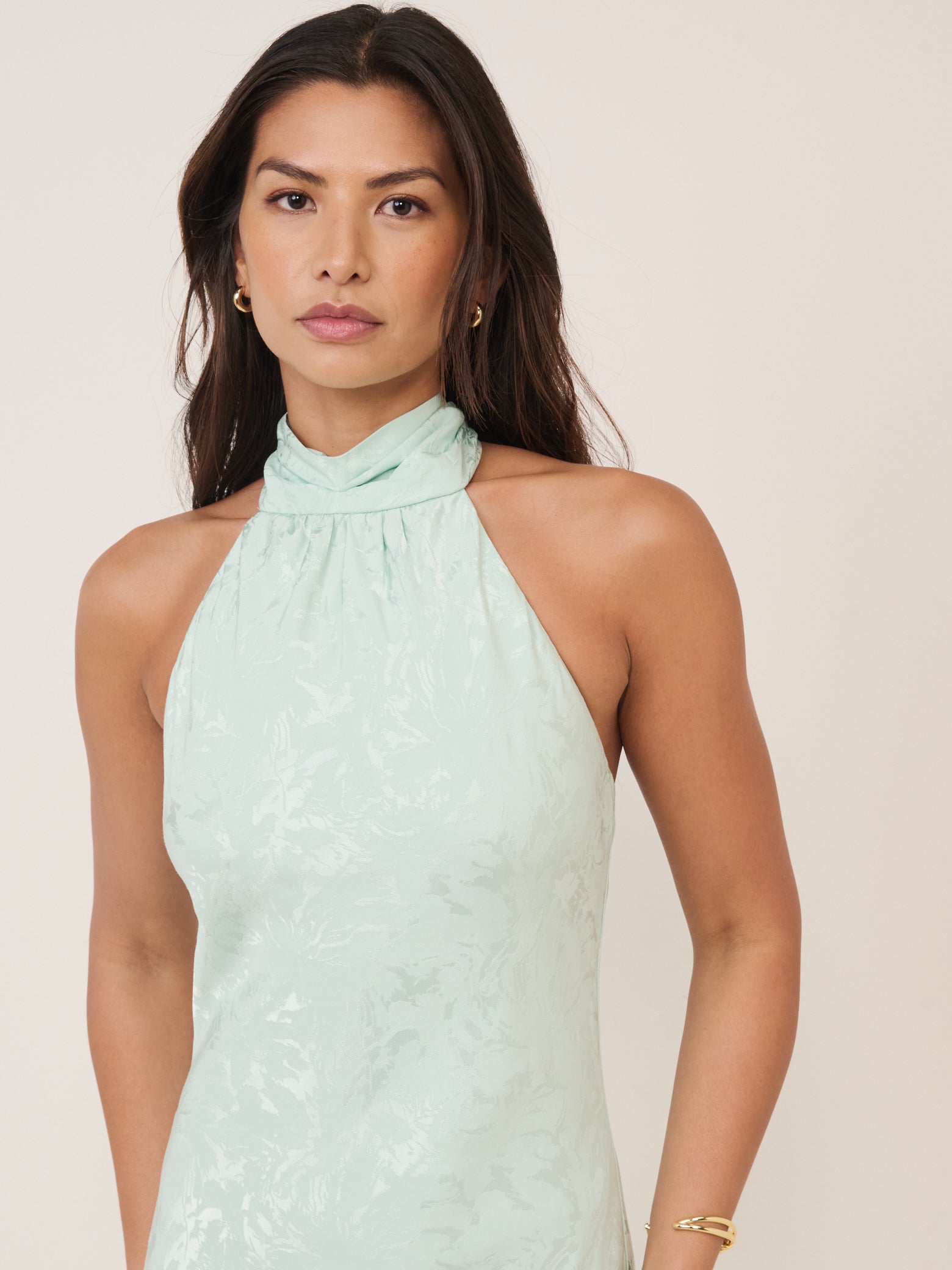 Mint Green Floral Jacquard Fifi Midi Dress