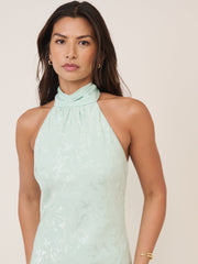 Mint Green Floral Jacquard Fifi Midi Dress