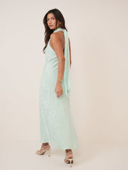 Mint Green Floral Jacquard Fifi Midi Dress