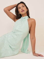 Mint Green Floral Jacquard Fifi Midi Dress