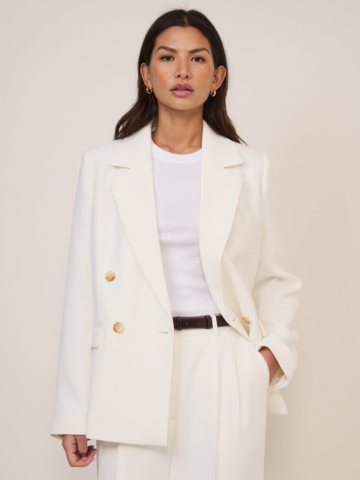 White Alicia Double Breasted Blazer