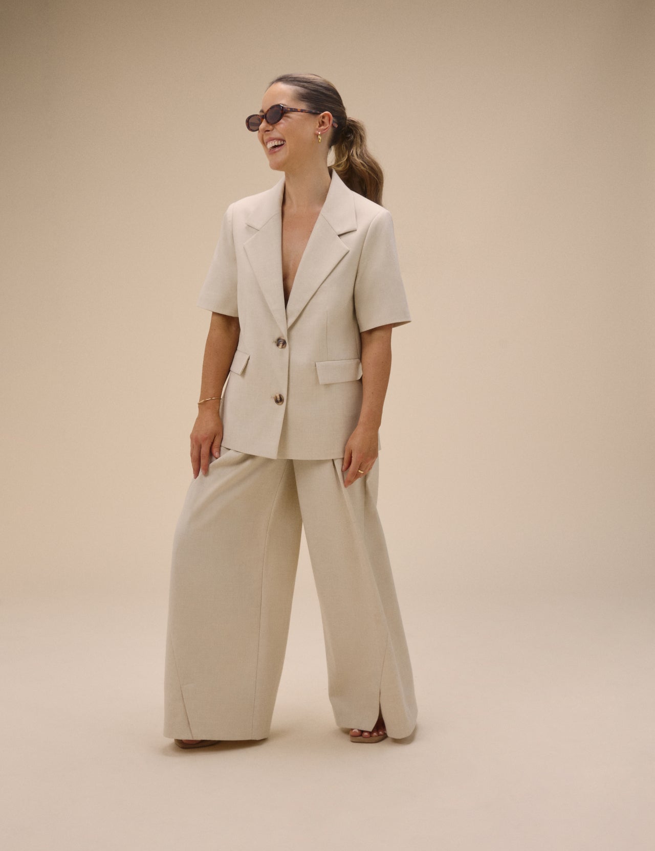 Stone Short Sleeve Relaxed Blazer