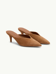 Brown Suede Heeled Mules