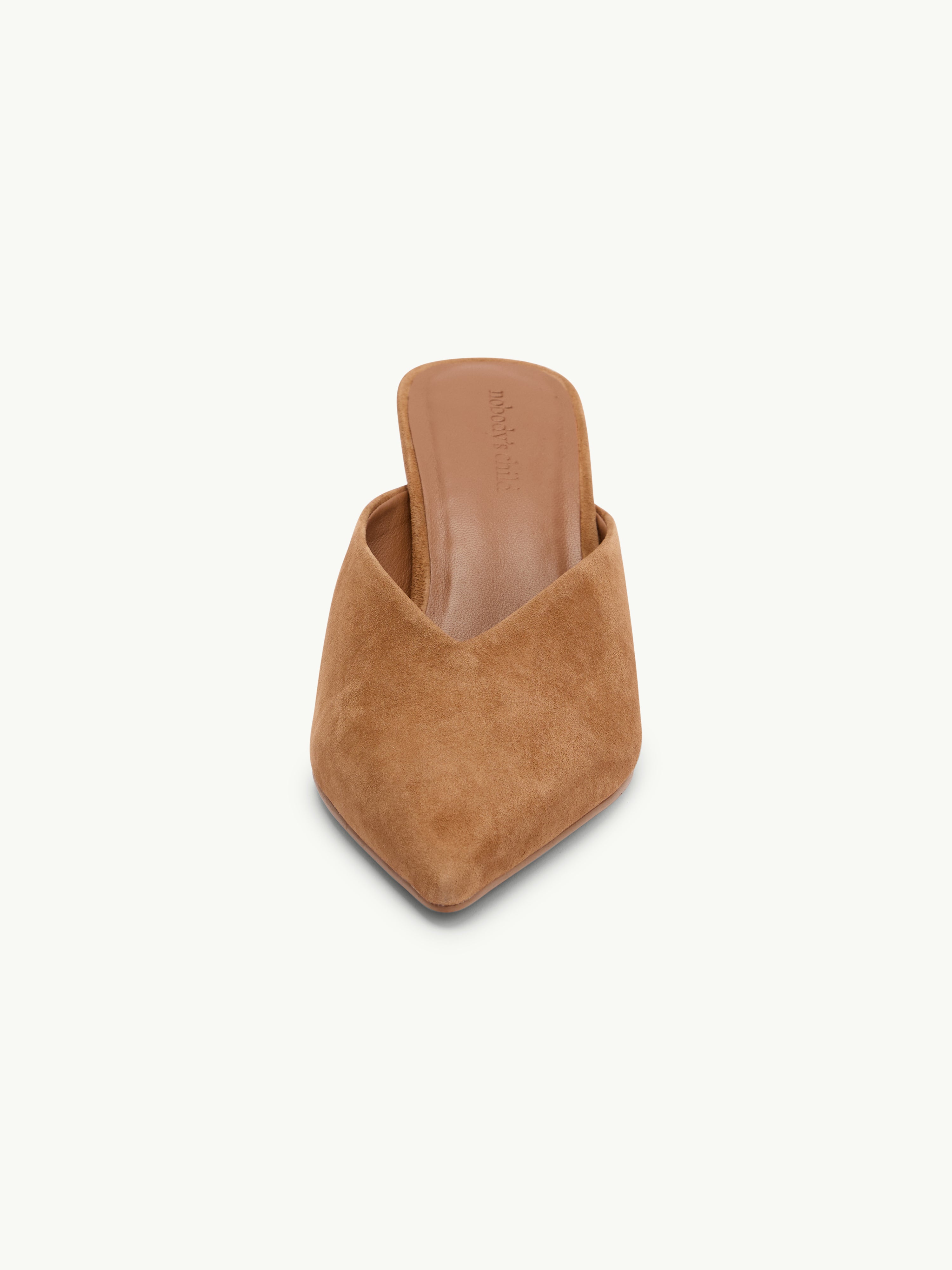 Brown Suede Heeled Mules
