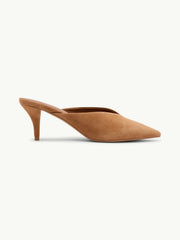 Brown Suede Heeled Mules