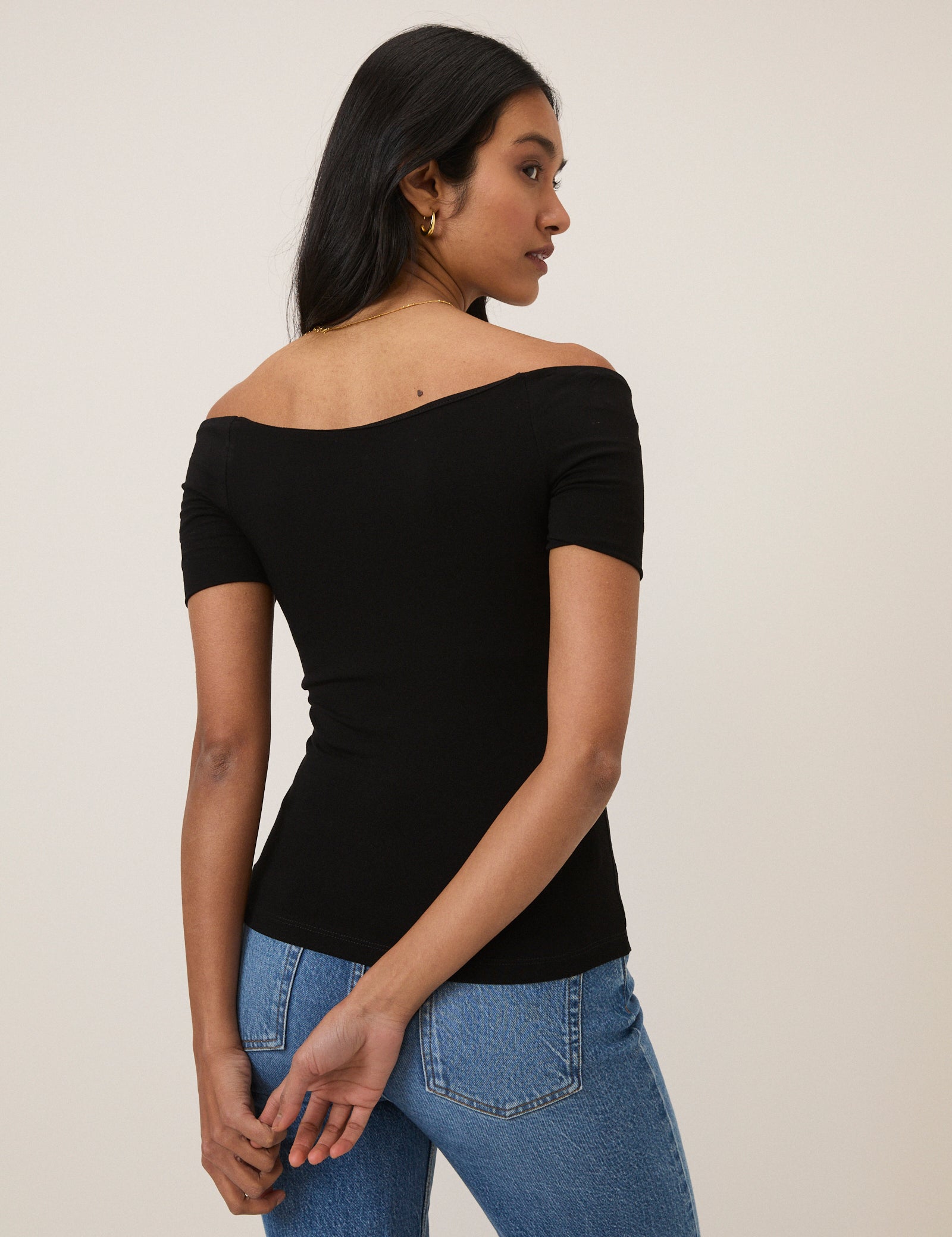 Black Bardot Top