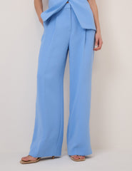 Blue Wide Leg Jax Crepe Trousers