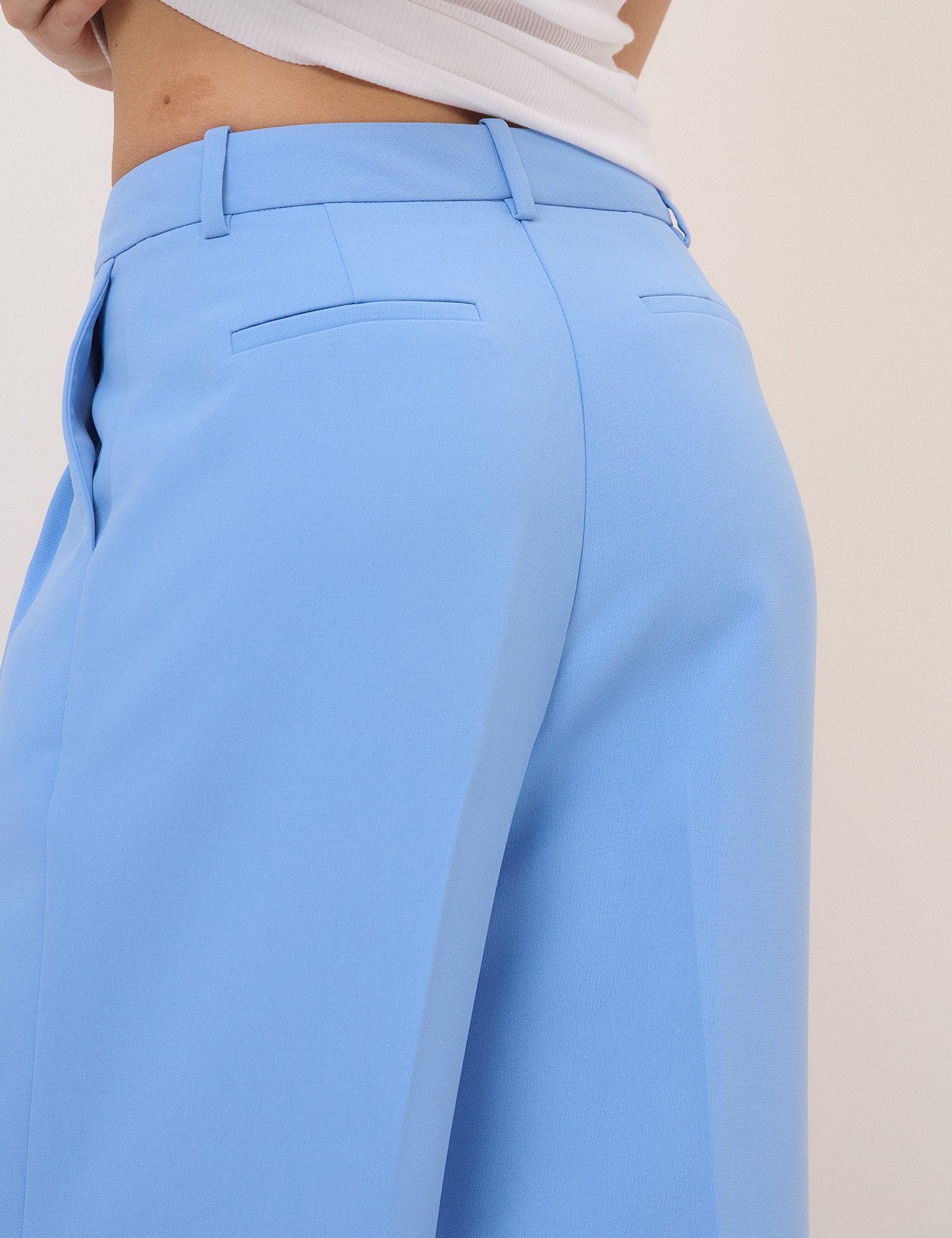 Blue Wide Leg Jax Crepe Trousers