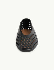 Black Leather Cut Out Ballet Flats