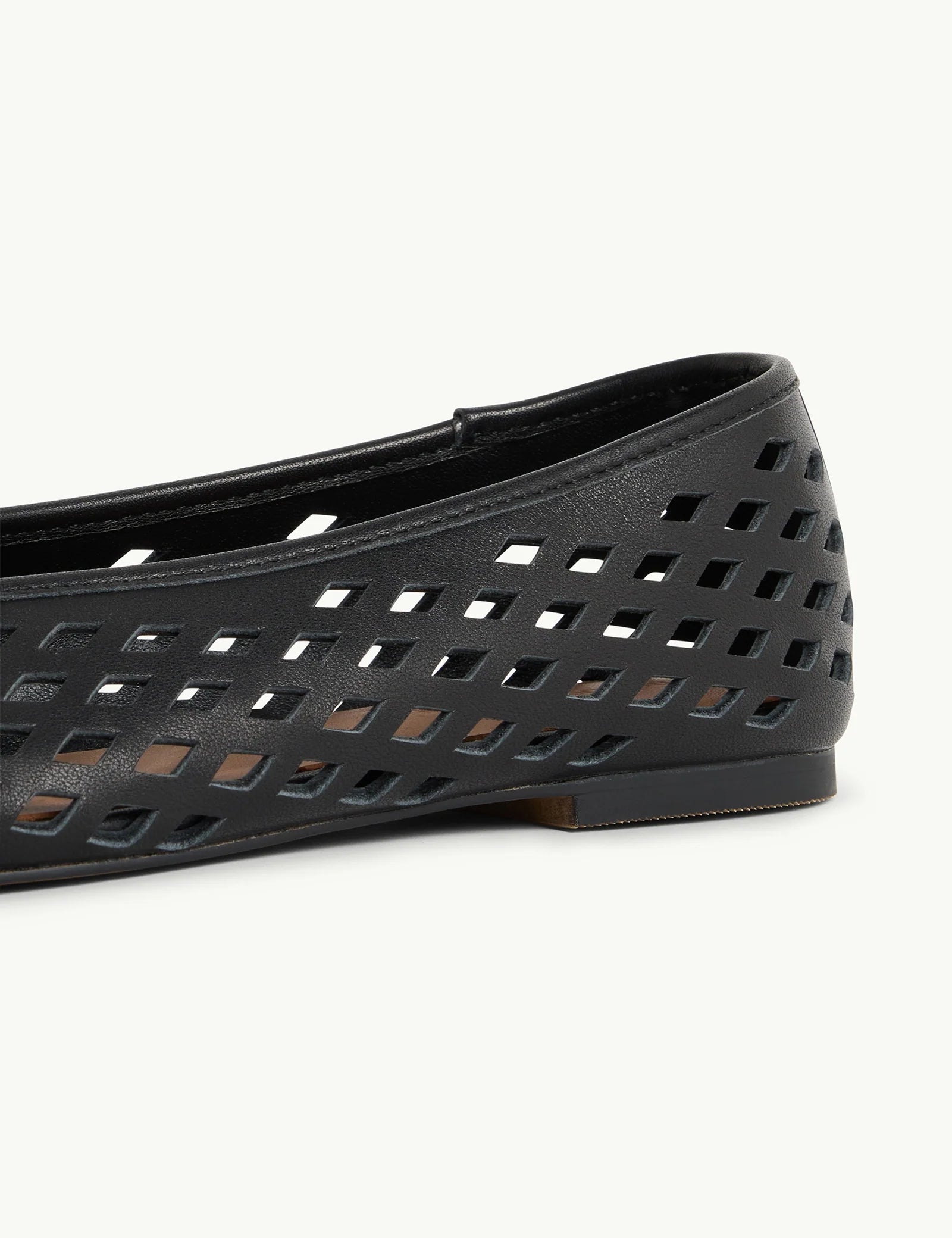 Black Leather Cut Out Ballet Flats