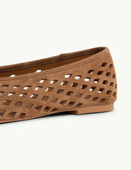 Brown Suede Cut Out Ballet Flats